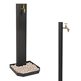 Fontana da giardino, per esterno. Fontanella a colonna moderna, colore antracite, in acciaio....