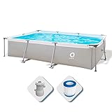 Avenli Piscina Rettangolare con Struttura, Grigio