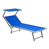 Totò Piccinni Salento Lettino Prendisole Pieghevole in Alluminio con TETTUCCIO mare spiaggia...