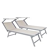 Lettini Prendisole Pieghevole Professionale Alluminio Tessuto Textilene 720 gr/m² Tettuccio...