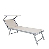 Lettino Prendisole Pieghevole Professionale In Alluminio E Tessuto Textilene Tettuccio Orientabile...