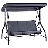 Hortan Dondolo Altalena XL 3 Posti Con Funzione Letto, Tetto Parasole Regolabile, Struttura In...