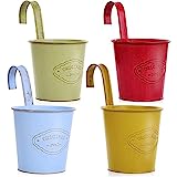 CITÉTOILE Set di 4 vasi per fiori, sospeso, con foro di drenaggio, vaso per fiori, in metallo...