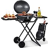 KESSER® Barbecue elettrico 2in1 Barbecue da tavolo, barbecue con coperchio e piedistallo | 2400 W...
