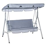 Hortan Dondolo Altalena 3 Posti Con Tetto Parasole Regolabile, Struttura In Acciaio E Tessuto...