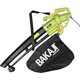 BAKAJI Aspirafoglie Elettrico da Giardino 3 in 1 Aspiratore Trituratore e Soffiatore Soffia Foglie...