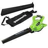 Greenworks GD40BV Aspiratore Soffiatore a Batteria per Foglie, con Motore Brushless, 280km/h,...
