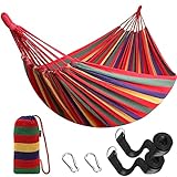 Anyoo Amaca da Giardino in Cotone Tessuto Comodo con Cinghie Rispettose degli Alberi per Appendere,...
