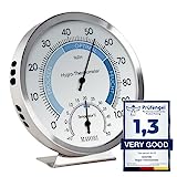 MAVORI® Igrometro analogico e termometro da interno 2 in 1 in acciaio inox Igrometro analogico e...