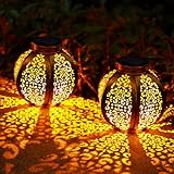 OxyLED Lanterna Solare da Esterno, Lanterna da Esterno 2 Pezzi Metallo Lampada Solare da Giardino...