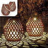 Gadgy Lanterne solari per l'esterno - Set di 2 Lanterne in Rattan - Lanterna solare da esterno -...